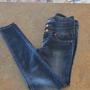 Mudd Dark Blue High-Rise Skinny Jeans with Triple Button